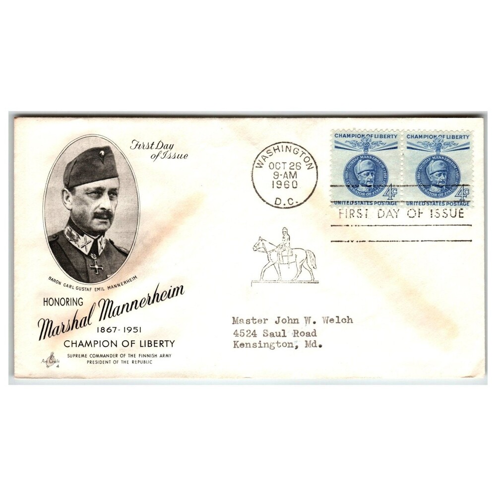 Scott #1171 1960 Marshal Mannerheim FDC Artcraft Washington DC